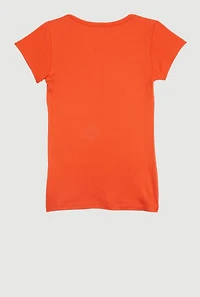 Little Girls Dream Big Dream Often 3D Foil Tee, Orange, Size 5-6