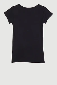 Little Girls Grl Pwr Bear 3D Foil Graphic Tee, Black, Size 6X