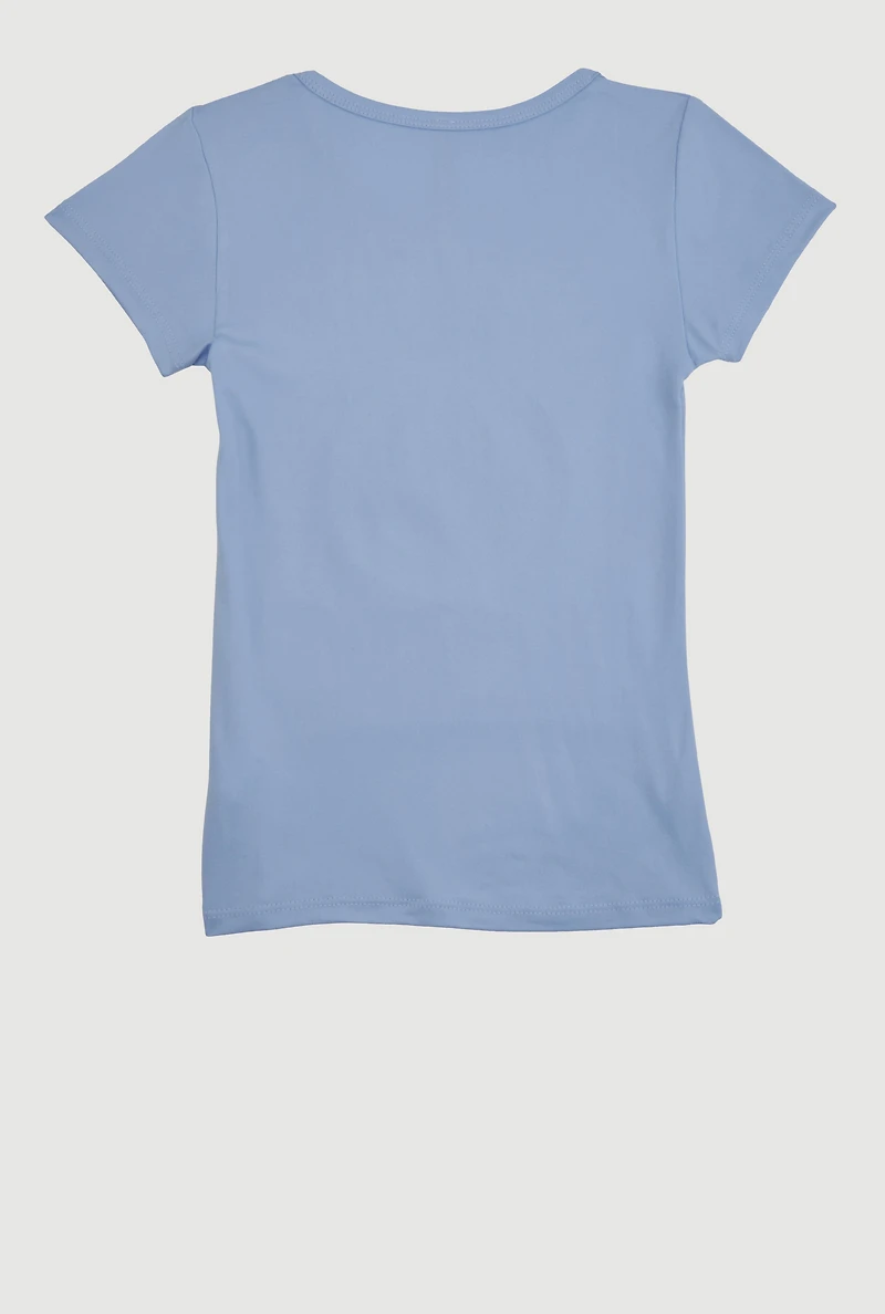 Little Girls 3D Embossed Smile More Tee, Blue,