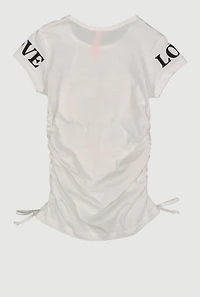 Little Girls Love Chill Love Bear Graphic Tee, White, Size 4