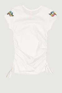 Little Girls Can Change The World Ruched Tee, White, Size 4
