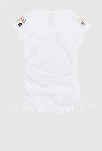Little Girls Bear Girl Gang Foil Graphic Top, White, Size 6X