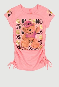 Little Girls Bear Girl Gang Foil Graphic Top