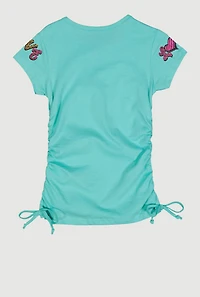 Little Girls Love More Ruched Side Graphic Tee,