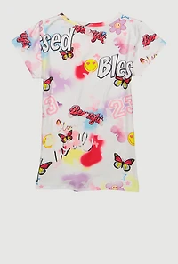 Little Girls Blessed Butterfly Graphic Tee, Multi, Size 4