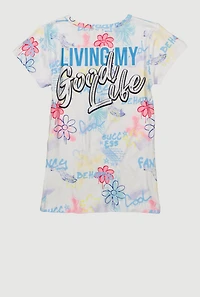 Little Girls Good Life Graphic Print Tee, Multi, Size 5-6