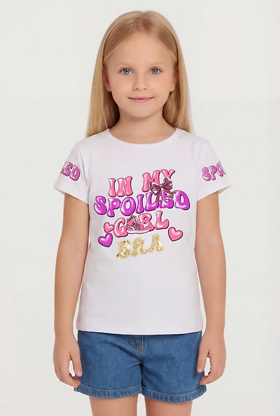 Little Girls My Spoiled Girl Era Sequin Graphic Tee