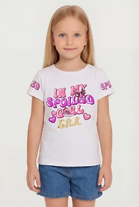 Little Girls My Spoiled Girl Era Sequin Graphic Tee