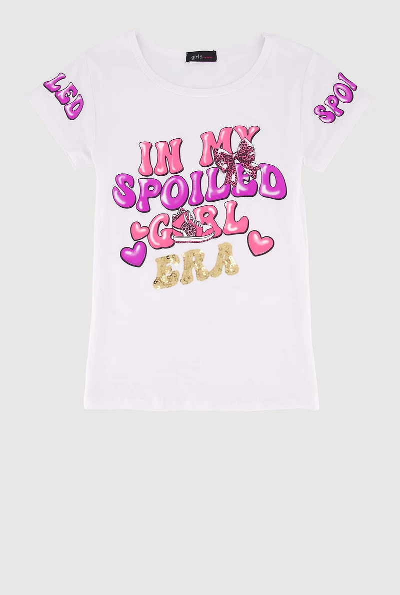 Little Girls My Spoiled Girl Era Sequin Graphic Tee
