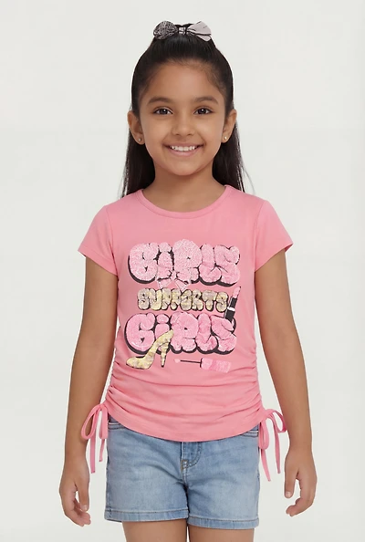 Little Girls Supports Graphic Ruched Tee