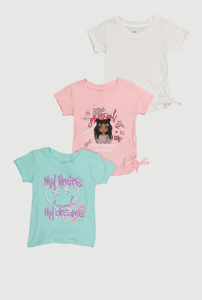 Little Girls My Limits My Dreams Graphic Tees 3 Pack, Multi, Size 4