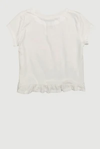 Girls I am Awesome Graphic Tee with Necklace, White, Size 10-12