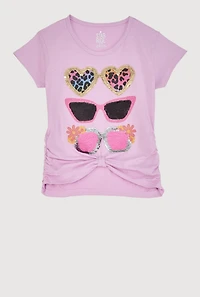 Girls Reversible Sequin Graphic Tee, Purple, Size 10-12
