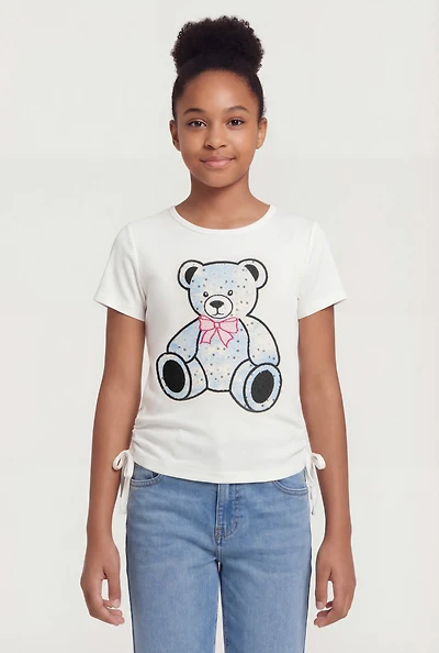 Girls Bear Denim Graphic Patch Tee