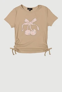 Girls Rhinestone Trim Cherry Patch Graphic Tee