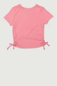 Girls Ribbed Knit Bow Graphic Patch Top