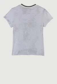 Girls Paris Eiffel Tower Bow Graphic Short Sleeve Top, White, Size 14-16
