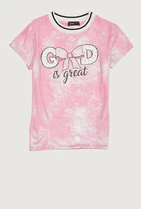 Girls God Is Great Graphic Tee, Pink, Size 10-12