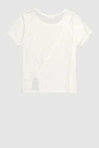 Girls Ribbed Knit Tee with Asymmetrical Bows