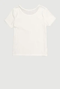 Girls Ribbed Knit Tee with Satin Bows