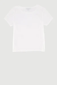 Girls Ribbed Knit Tee with Satin Bows