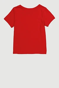 Girls Bow Detail Ribbed Knit Tee