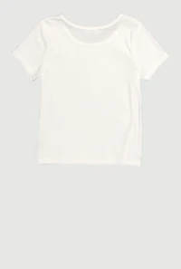 Girls Gingham Bow Detail Ribbed Knit Tee