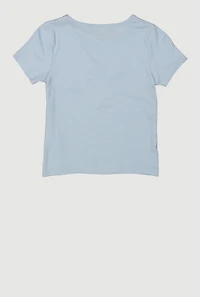 Girls Removable Bear Charm Necklace Rib Knit Tee