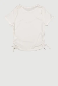 Girls Ribbed Knit Ruched Top with Sea Charm Necklace