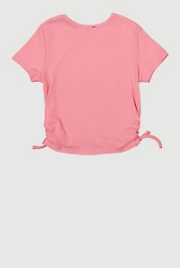 Girls Short Sleeve Ruched Top with Sea Charm Necklace