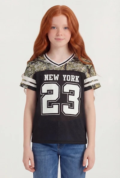 Girls Hunter Camo New York 23 Graphic Mesh Jersey