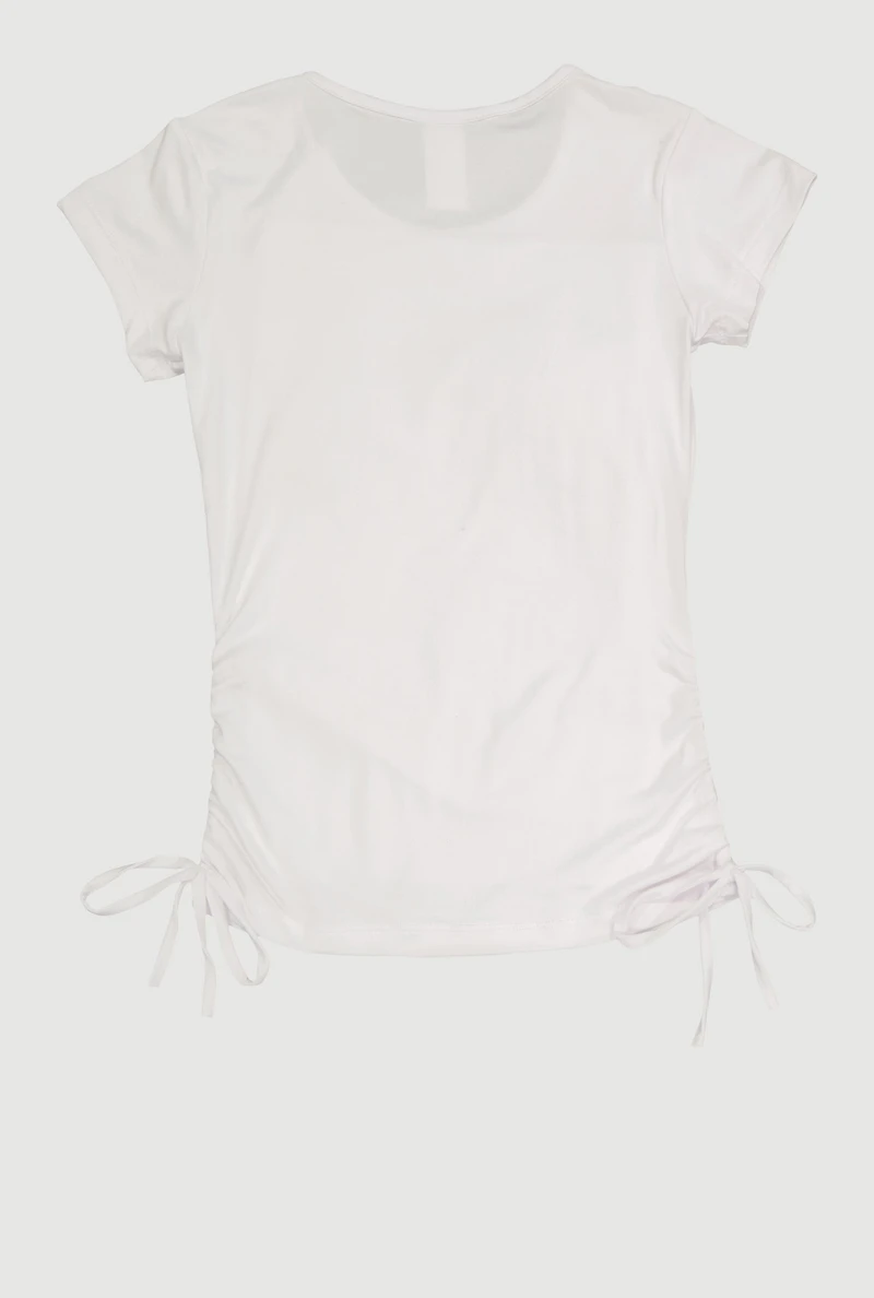 Girls Hi There Teddy Bear Graphic Short Sleeve Tee