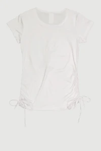 Girls Butterfly Denim Patch Crochet Detail Tee