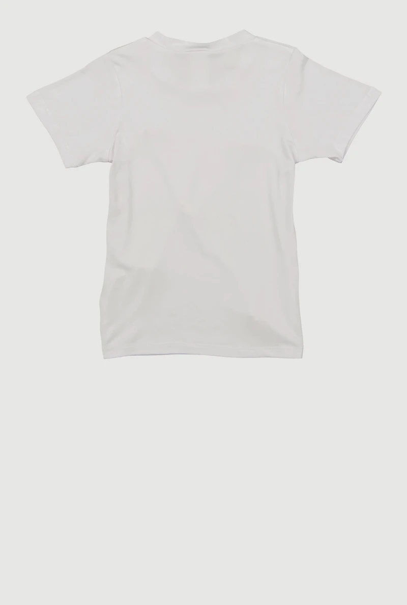 Girls Beaded Bow Detail Short Sleeve Tee