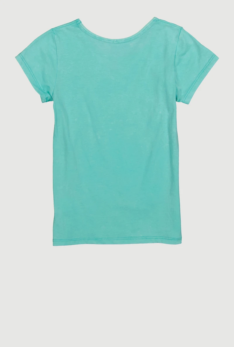 Girls Boss Queen Glitter Graphic Tee, Green, Size 7-8