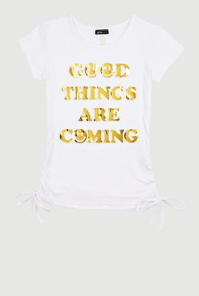 Girls Good Things Are Coming 3D Foil Graphic Top