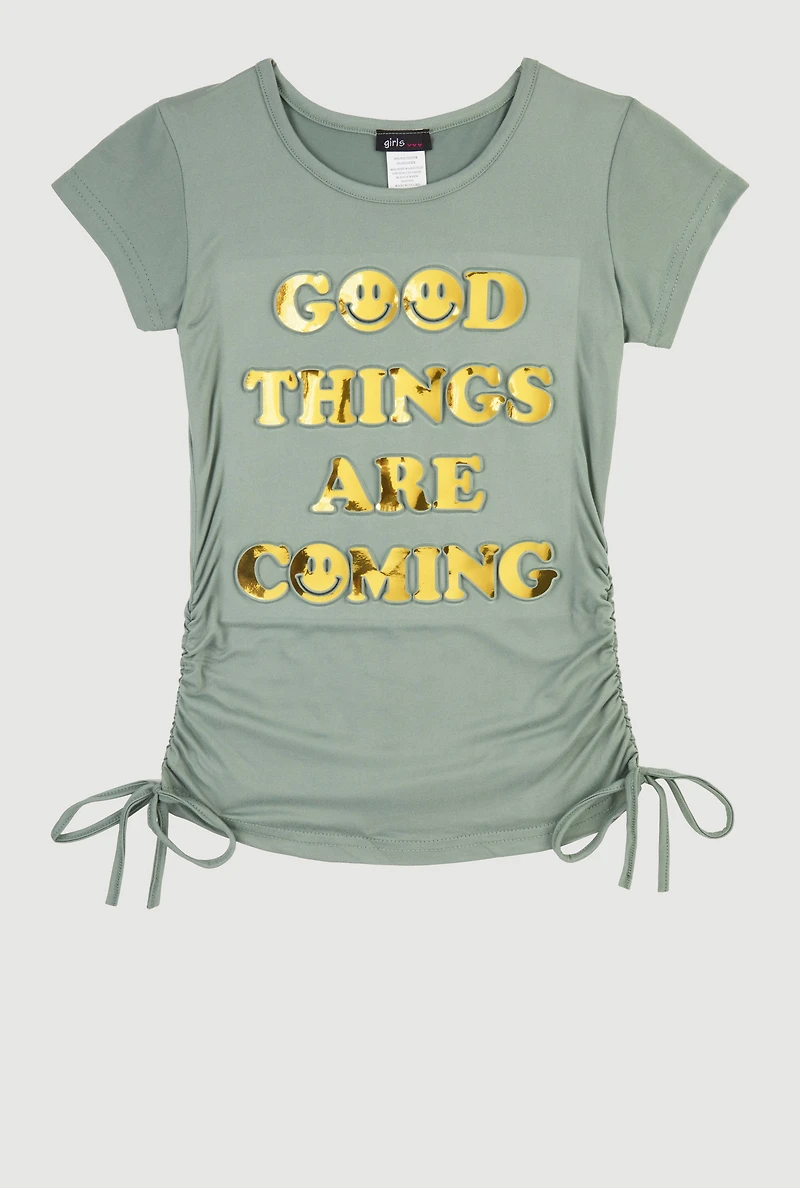 Girls Good Things Are Coming 3D Foil Graphic Top