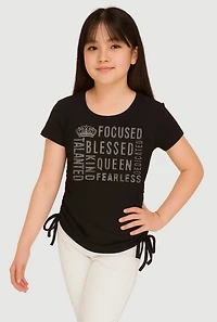 Girls 3D Rhinestone Graphic Tee