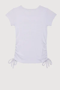 Girls 3D Rhinestone Graphic Tee, White, Size 7-8