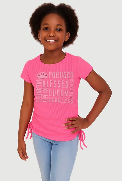 Girls 3D Rhinestone Graphic Tee,