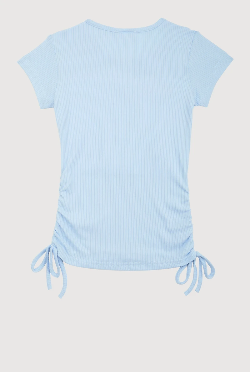 Girls 3D Rhinestone Blessed Graphic Top