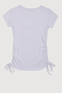 Girls 3D Fashion Queen Rhinestone Graphic Top, White, Size 7-8