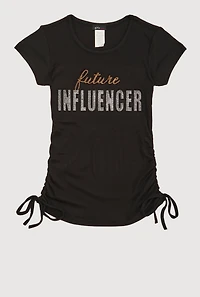 Girls 3D Rhinestone Future Influencer Graphic Top