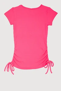 Girls 3D Rhinestone Future Influencer Graphic Top, Pink, Size 7-8