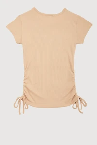 Girls 3D Faith Over Fear Graphic Top, Beige, Size 7-8
