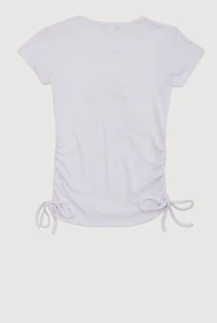 Girls Rhinestone The Original Queen 3D Graphic Top, White,
