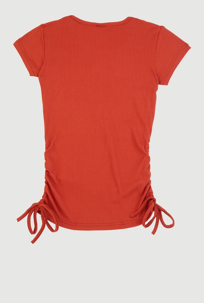 Girls 3D Butterfly Rhinestone Graphic Top, Orange, Size 10-12