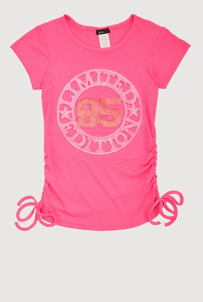 Girls Rhinestone Limited Edition 95 Top, Pink, Size 7-8