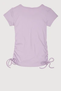 Girls 3D Rhinestone Positive Graphic Top, Purple, Size 7-8