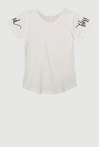 Girls Sequin Simply Blessed Tee, White, Size 10-12